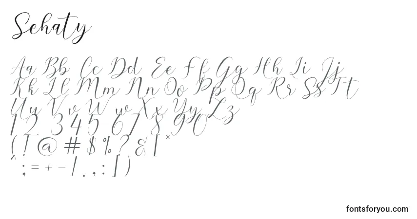 Шрифт Sehaty – алфавит, цифры, специальные символы