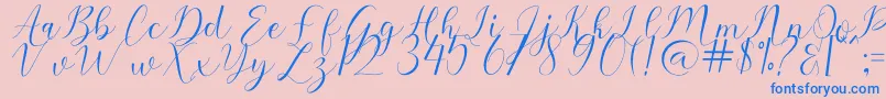 Sehaty-Schriftart – Blaue Schriften auf rosa Hintergrund