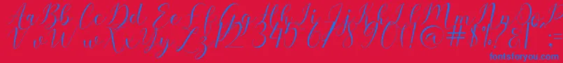 Sehaty-Schriftart – Blaue Schriften auf rotem Hintergrund