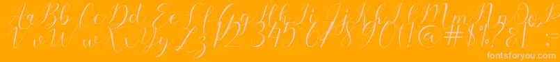 Sehaty-Schriftart – Rosa Schriften auf orangefarbenem Hintergrund