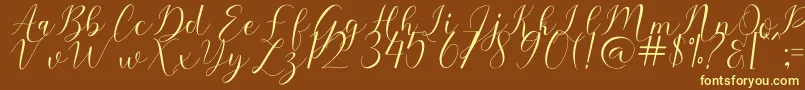 Sehaty-fontti – keltaiset fontit ruskealla taustalla