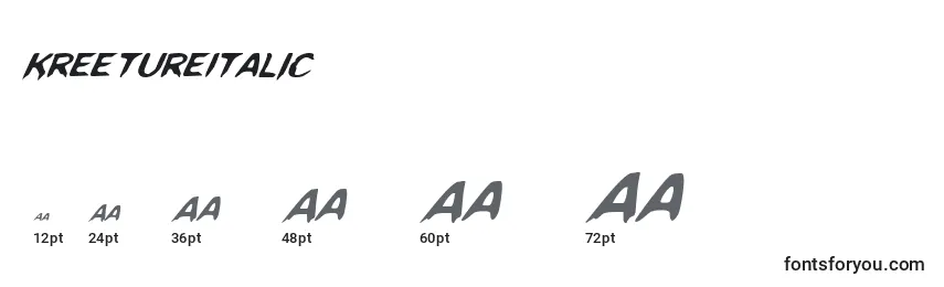 Размеры шрифта KreetureItalic