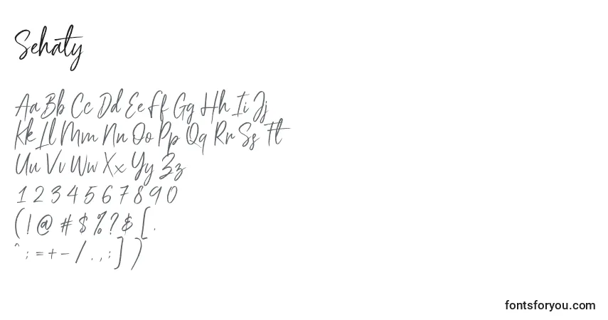Schriftart Sehaty (139950) – Alphabet, Zahlen, spezielle Symbole
