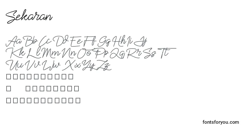 Шрифт Sekaran – алфавит, цифры, специальные символы