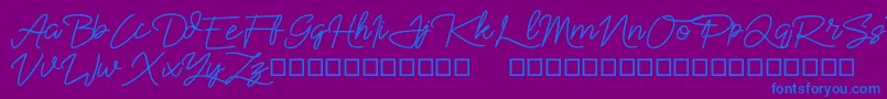 Sekaran-Schriftart – Blaue Schriften auf violettem Hintergrund