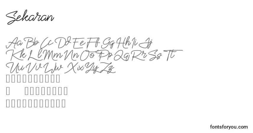 Schriftart Sekaran (139952) – Alphabet, Zahlen, spezielle Symbole