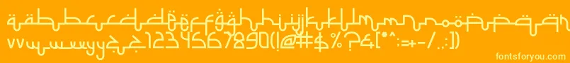 SelametLebaran-Schriftart – Gelbe Schriften auf orangefarbenem Hintergrund