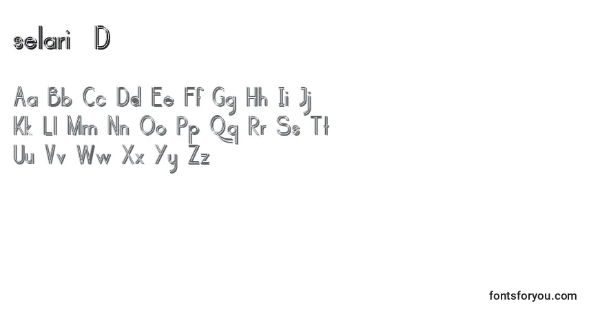 Schriftart Selari 3D – Alphabet, Zahlen, spezielle Symbole