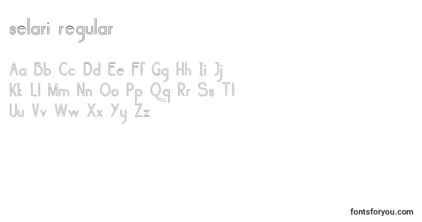 A fonte Selari regular – alfabeto, números, caracteres especiais