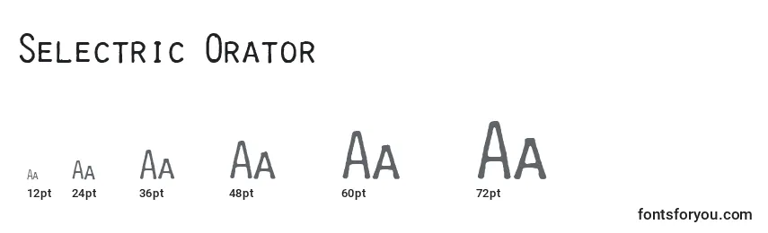 Selectric Orator Font Sizes
