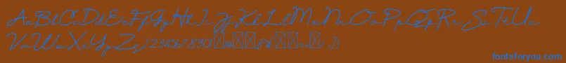 Selfiana-Schriftart – Blaue Schriften auf braunem Hintergrund