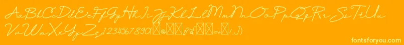 Selfiana Font – Yellow Fonts on Orange Background