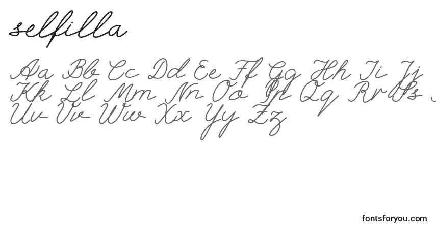 Czcionka Selfilla – alfabet, cyfry, specjalne znaki