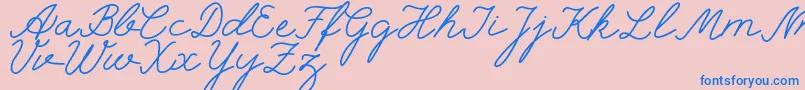 selfilla-Schriftart – Blaue Schriften auf rosa Hintergrund