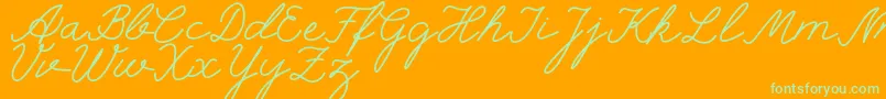 selfilla-Schriftart – Grüne Schriften auf orangefarbenem Hintergrund