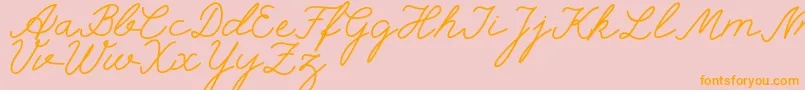 selfilla-Schriftart – Orangefarbene Schriften auf rosa Hintergrund