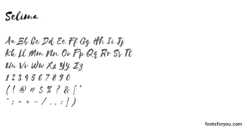 A fonte Selima  – alfabeto, números, caracteres especiais