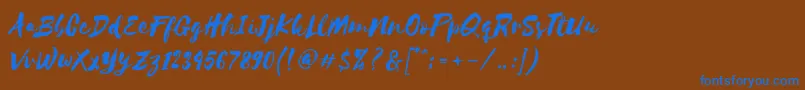 フォントSelima  – 茶色の背景に青い文字