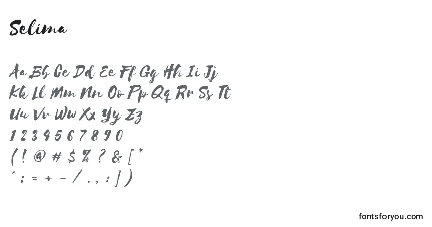 Selima  (139964)-fontti – aakkoset, numerot, erikoismerkit