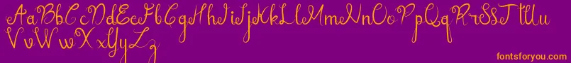 sellebeew demo-Schriftart – Orangefarbene Schriften auf violettem Hintergrund