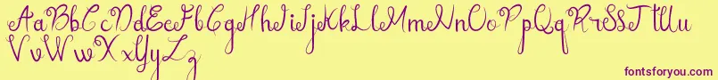 sellebeew demo-Schriftart – Violette Schriften auf gelbem Hintergrund