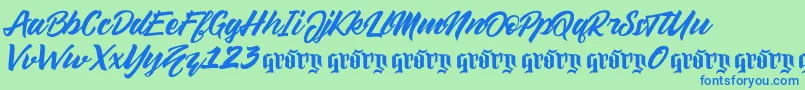 Sellwyne Demo Version-Schriftart – Blaue Schriften auf grünem Hintergrund