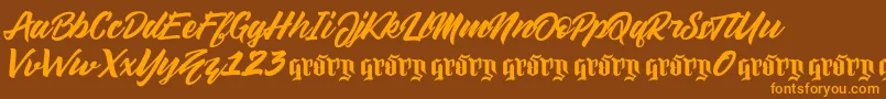 Sellwyne Demo Version Font – Orange Fonts on Brown Background