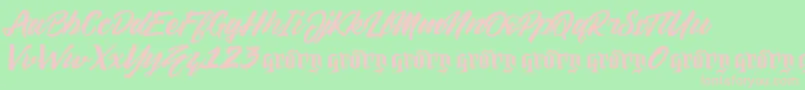 Sellwyne Demo Version-Schriftart – Rosa Schriften auf grünem Hintergrund