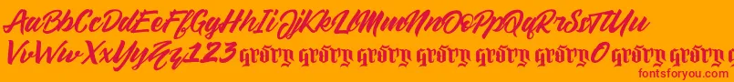 Sellwyne Demo Version-Schriftart – Rote Schriften auf orangefarbenem Hintergrund