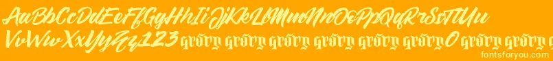 Sellwyne Demo Version-Schriftart – Gelbe Schriften auf orangefarbenem Hintergrund