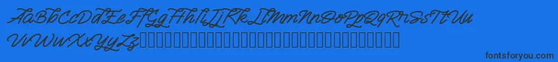 Semangkang-Schriftart – Schwarze Schriften auf blauem Hintergrund