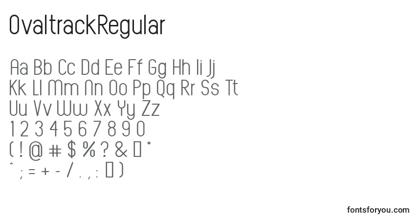 Schriftart OvaltrackRegular – Alphabet, Zahlen, spezielle Symbole