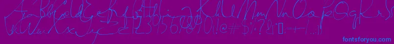SemayaneHandwriting-Schriftart – Blaue Schriften auf violettem Hintergrund