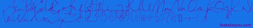 SemayaneHandwriting-Schriftart – Violette Schriften auf blauem Hintergrund