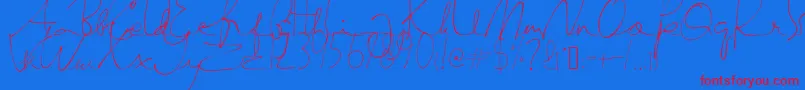 SemayaneHandwriting-Schriftart – Rote Schriften auf blauem Hintergrund