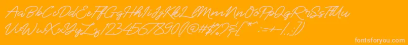 Semirang-Schriftart – Rosa Schriften auf orangefarbenem Hintergrund