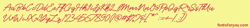 Fonte Semirang – fontes vermelhas em um fundo amarelo