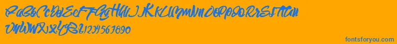 SEMPAK Font – Blue Fonts on Orange Background