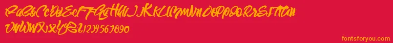 SEMPAK Font – Orange Fonts on Red Background