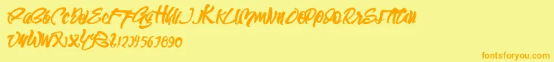フォントSEMPAK – オレンジの文字が黄色の背景にあります。