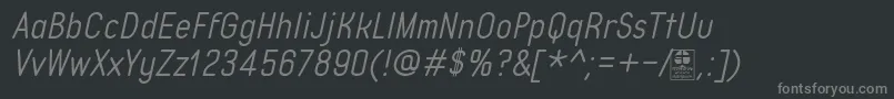 Шрифт TypoQuikLightItalicDemo – серые шрифты на чёрном фоне