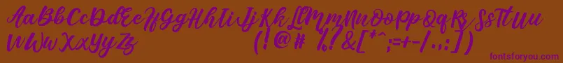 Senada-Schriftart – Violette Schriften auf braunem Hintergrund