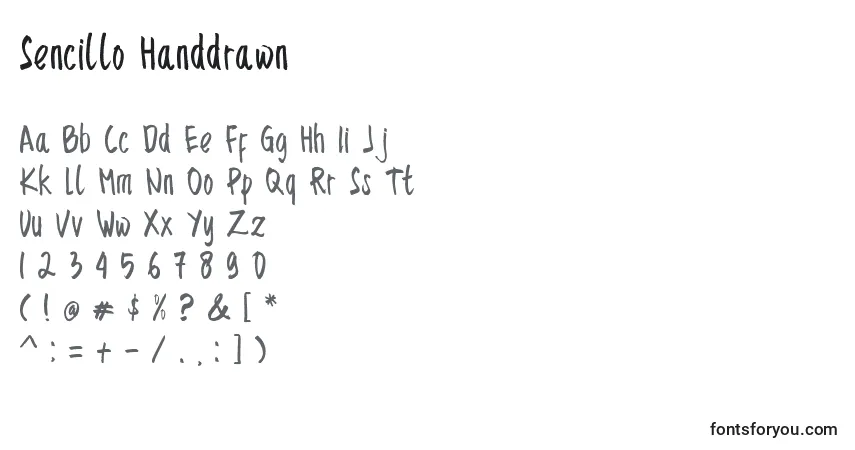 A fonte Sencillo Handdrawn – alfabeto, números, caracteres especiais