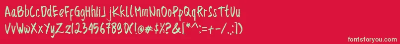 Sencillo Handdrawn Font – Green Fonts on Red Background