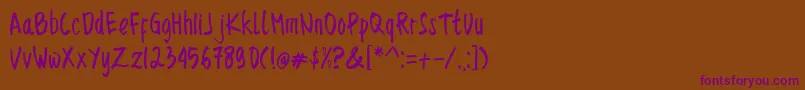 Sencillo Handdrawn Font – Purple Fonts on Brown Background