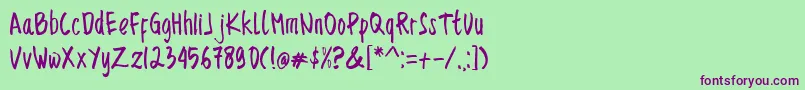 Sencillo Handdrawn Font – Purple Fonts on Green Background