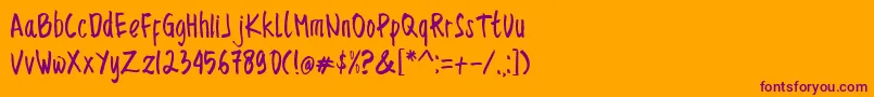 Sencillo Handdrawn Font – Purple Fonts on Orange Background