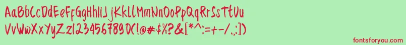 Sencillo Handdrawn Font – Red Fonts on Green Background