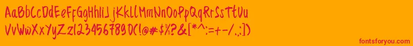 Sencillo Handdrawn Font – Red Fonts on Orange Background