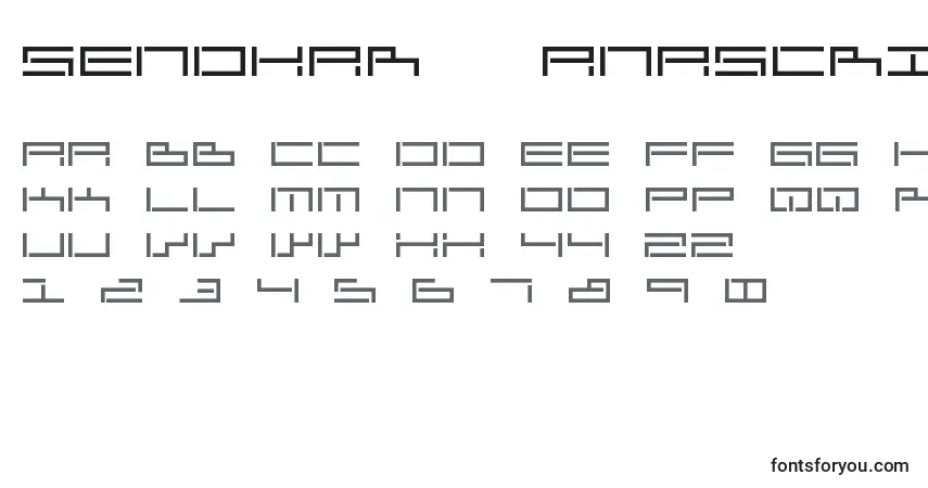 Sendhar   anascript-fontti – aakkoset, numerot, erikoismerkit